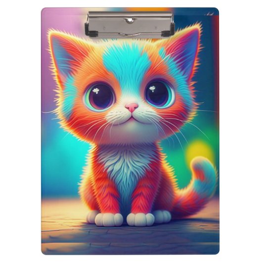 レインボー色の子猫の漫画 クリップボード (正面)