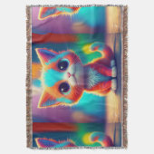 レインボー色の子猫の漫画 スローブランケット (正面縦)