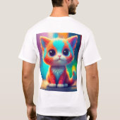 レインボー色の子猫の漫画 Tシャツ (裏面)