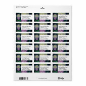 レインボー色の砂糖スカル、ハート ラベル (フルシート)