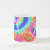 レインボー色の絞り染めコーヒーマグ フロストグラスマグカップ (正面右)