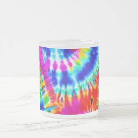 レインボー色の絞り染めコーヒーマグ フロストグラスマグカップ (中央)