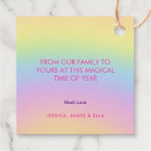 レインボー色の背景メリークリスマス金ゴールド フェイバータグ (裏面)