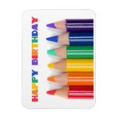 レインボー色の鉛筆ハッピーバースデー マグネット (縦)