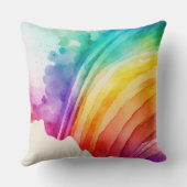 レインボー色彩の鮮やかウォーターカラーのブラシストローク抽象芸術 クッション (裏面)