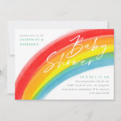 レインボー色彩の鮮やかクラシックベイビーシャワー 招待状 (正面)