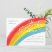 レインボー色彩の鮮やかクラシックベイビーシャワー 招待状 (スタンド正面)