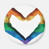 レインボー色彩の鮮やかハートとしての手 マグネット (正面)