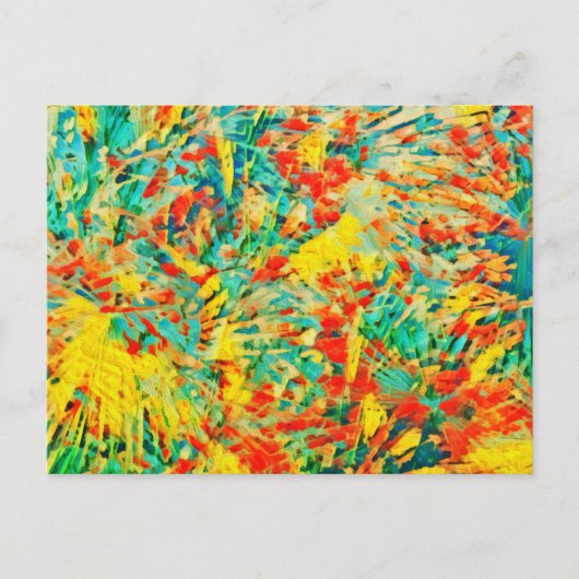 レインボー花火お祝いアート抽象芸術 シーズンポストカード (正面)