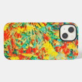 レインボー花火のお祝いアート抽象画 iPhoneケース (裏面横)