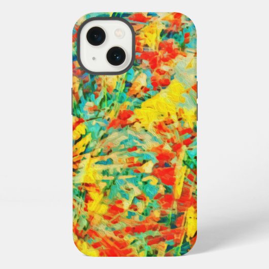 レインボー花火のお祝いアート抽象画 iPhoneケース (裏面)