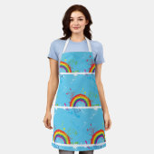 レインボー芸術的アカラフルート エプロン (着用した状態)