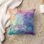 レインボー芸術的アルコールとインク クッション (ブランケット)