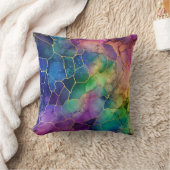 レインボー芸術的アルコールとインク クッション (ブランケット)