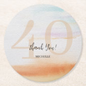 レインボー芸術的モダンサンキュー誕生日 ラウンドペーパーコースター (正面)