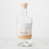 レインボー芸術的モダンサンキュー誕生日 リキュールボトルラベル (正面)