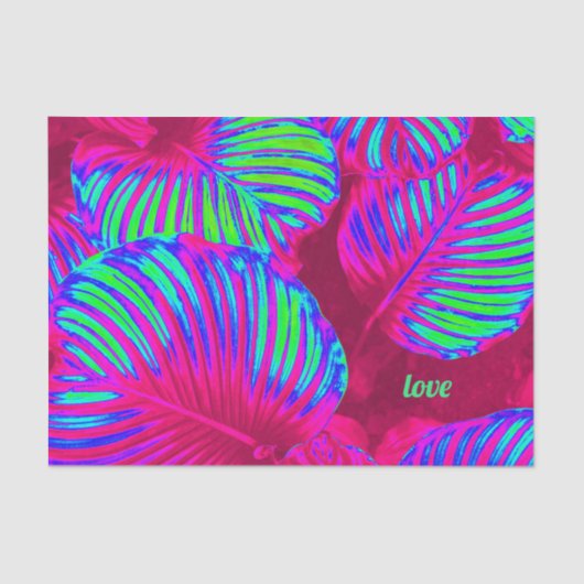 レインボー葉トロピックカスタムラッピング紙 薄葉紙 (正面)