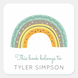 レインボー蔵書票シール スクエアシール