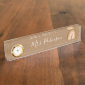 レインボー蝶スクリプト先生デイサービスデスクN デスクネームプレート (側面)