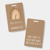 レインボー蝶スクリプト先生バスルーム バッジ (正面＆裏面)