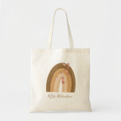 レインボー蝶スクリプト先生名 トートバッグ (正面)