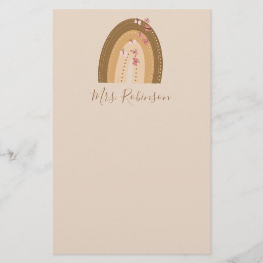 レインボー蝶スクリプト先生名 便箋 (正面)