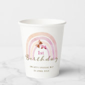 レインボー蝶バースデーパーティパステルピンクス 紙コップ (正面)