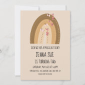 レインボー蝶ボヘミアンハンドドロード誕生日 招待状 (正面)