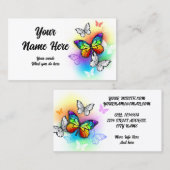 レインボー蝶モルフォと(昆虫)オオカバマダラ、モナーク 名刺 (正面/裏面)