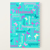 レインボー蝶名前をカスタムするアクアハンナ ノートブック (裏面)