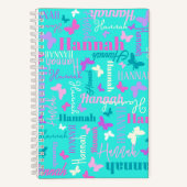レインボー蝶名前をカスタムするアクアハンナ ノートブック (正面)