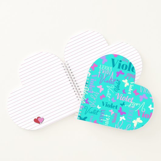 レインボー蝶名前をカスタムするアクアバイオレット ノートブック (内部)