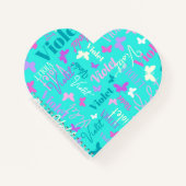 レインボー蝶名前をカスタムするアクアバイオレット ノートブック (正面)