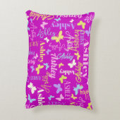 レインボー蝶名前をカスタムするアシュリーパープル アクセントクッション (裏面(縦))