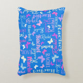 レインボー蝶名前をカスタムするスカイブルーレイチェル アクセントクッション (正面(垂直))
