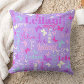 レインボー蝶名前をカスタムするパープルレイラニ クッション (ブランケット)