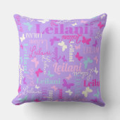 レインボー蝶名前をカスタムするパープルレイラニ クッション (正面)