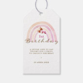 レインボー蝶誕生日パステルピンクサンキュー ギフトタグ (正面)