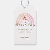 レインボー蝶誕生日パステルピンクサンキュー ギフトタグ (裏面)