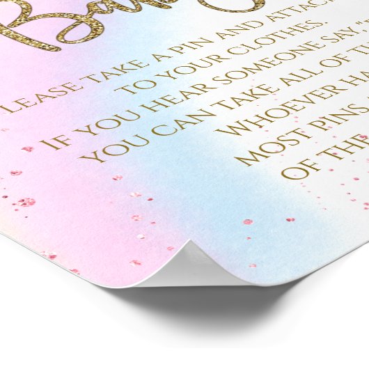 レインボー言わないベビー赤ちゃんシャワーゲーム ポスター (角)