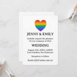 レインボー誇りを持ったハート結婚ゲイ 招待状