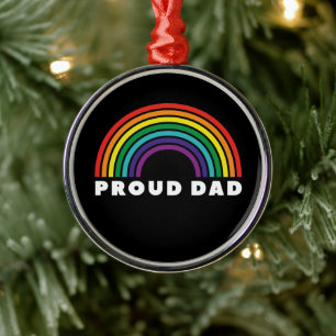 レインボー誇りを持ったパパ メタルオーナメント