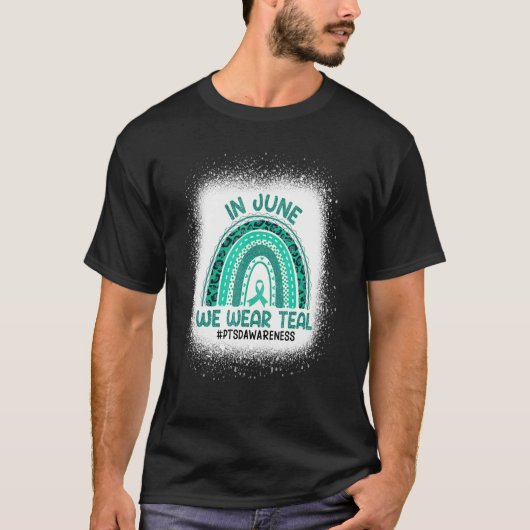 レインボー認識度6月We衣服ティール（緑がかった色）Ptsd Awaren Tシャツ (正面)