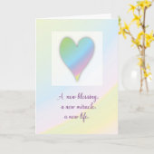 レインボー誕生おめでとうベビー カード (黄色い花)