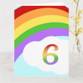 レインボー誕生日カード6歳 カード (黄色い花)