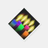 レインボー誕生日キャンドルオンブラック スタンダードカクテルナプキン (角)