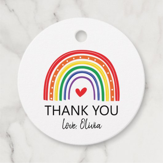 レインボー誕生日サンキューメッセージカード フェイバータグ (正面)
