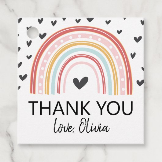 レインボー誕生日サンキューメッセージカード フェイバータグ (正面)