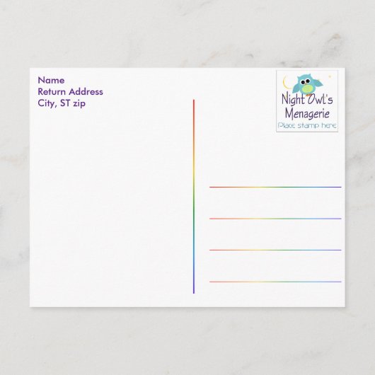 レインボー誕生日ピンホイールサンキューハガキ ポストカード (裏面)