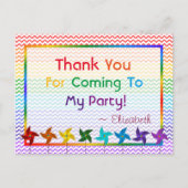 レインボー誕生日ピンホイールサンキューハガキ ポストカード (正面)